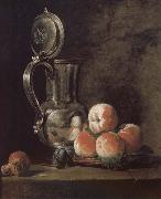 Metal pot with basket of peaches and plums, Jean Baptiste Simeon Chardin